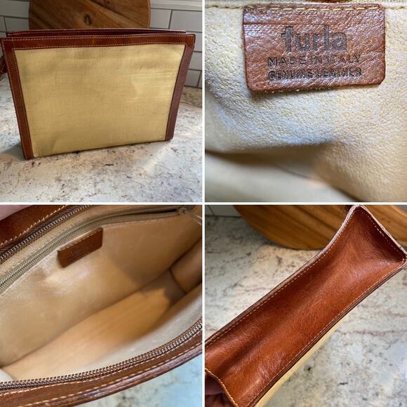 FURLA Italy Clutch Gold / Champagne Metallic Spectator ITALY Purse AS IS - Picture 1 of 12